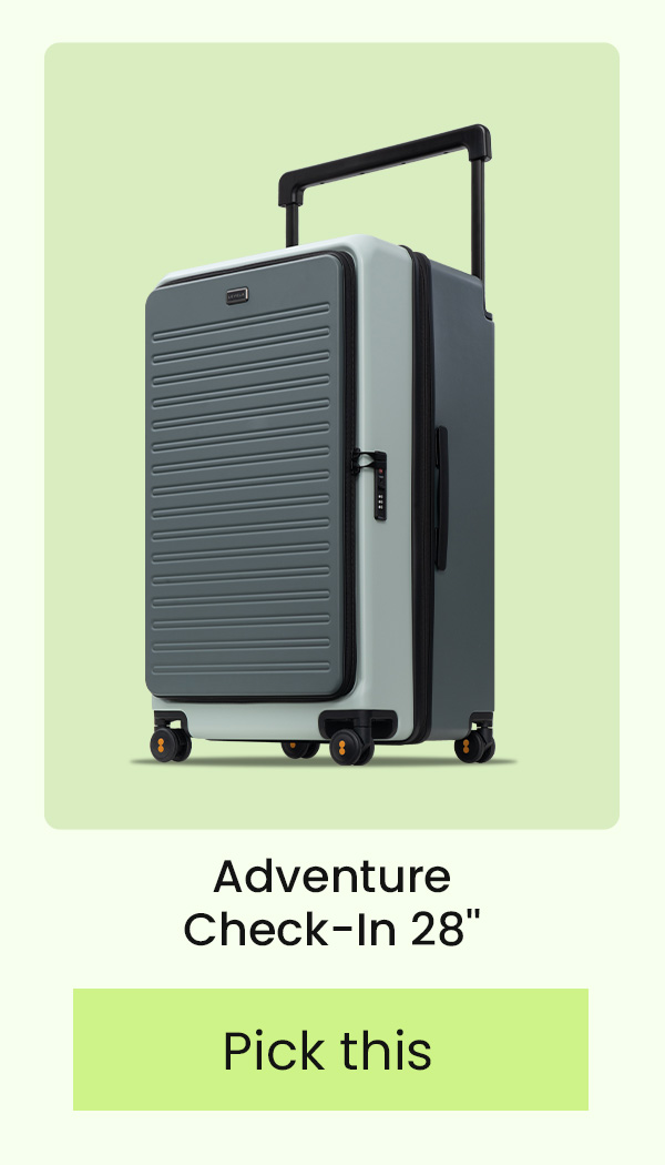 LEVEL8 Adventure Check-In 28 inch suitcase in sleek Grey and Black with front-opening design.